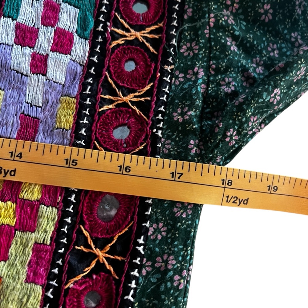 Vintage 1970s Embroidered Mirrored Kuchi Afghan Maxi Dress S/M Exquisite - Picture 3 of 9